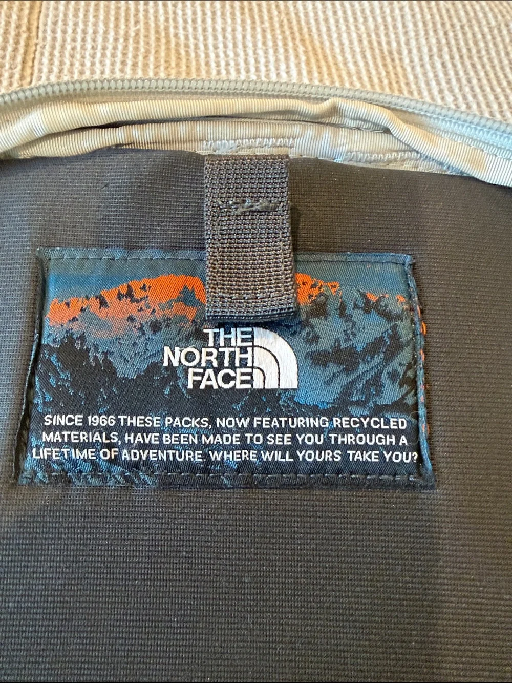 The North Face Light Gray and Black Backpack